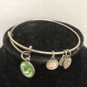 Alex & Ani Bangle With Faux Emerald Charm